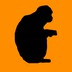 Silhouette of a rhesus macaque on a yellow/orange background.