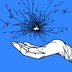 A black and white line-drawing of a gloved hand holds a spark over a mid-blue background. Adapted from work by Marzia Munafò.