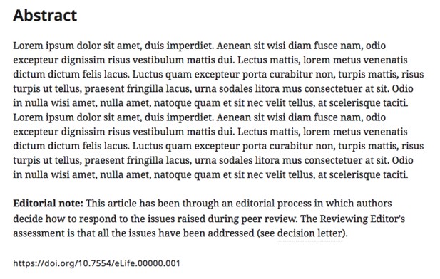 Abstract example from the eLife peer review trial