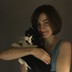 Lotte Meteyard with her cat Teddy