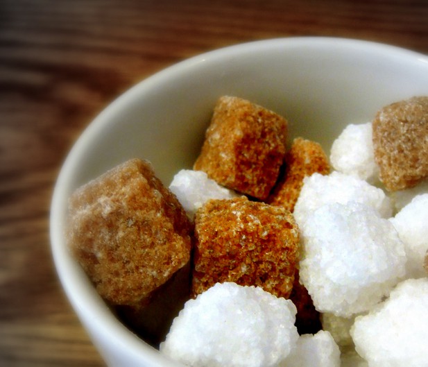 Sugar cubes in a bowl