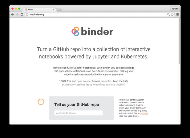 Binder homepage