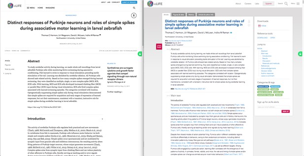 Side-by-side comparison of an article