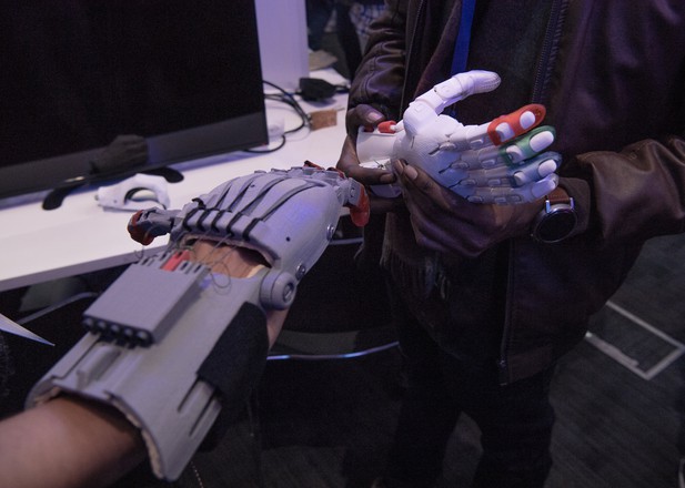 Two prosthetic hands