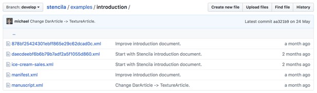 Screenshot of github repository showing contents of an example Dar