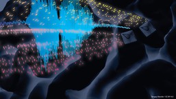 Blue sound waves on black background