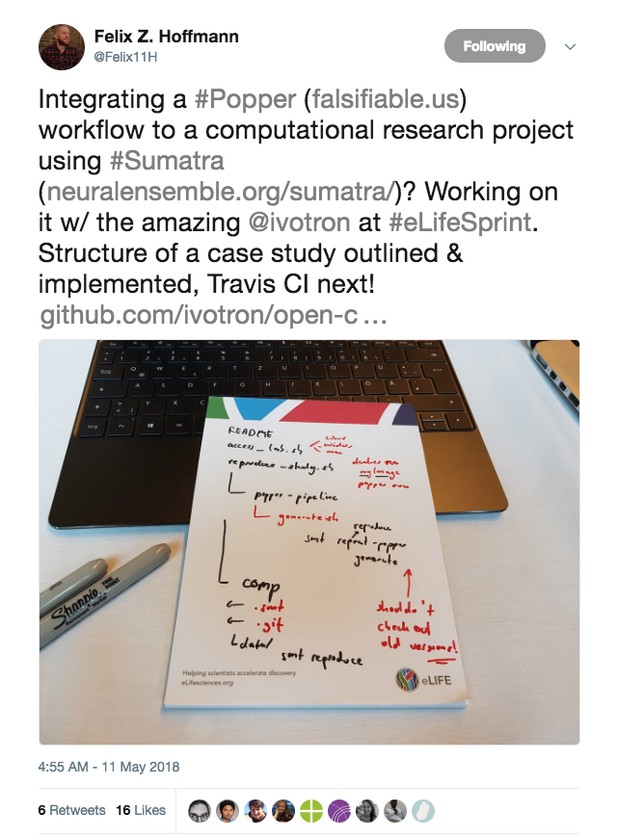 screenshot of a tweet by Felix Hoffman about this project's work