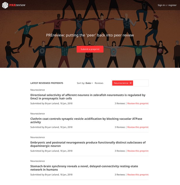Mock-up of a website homepage