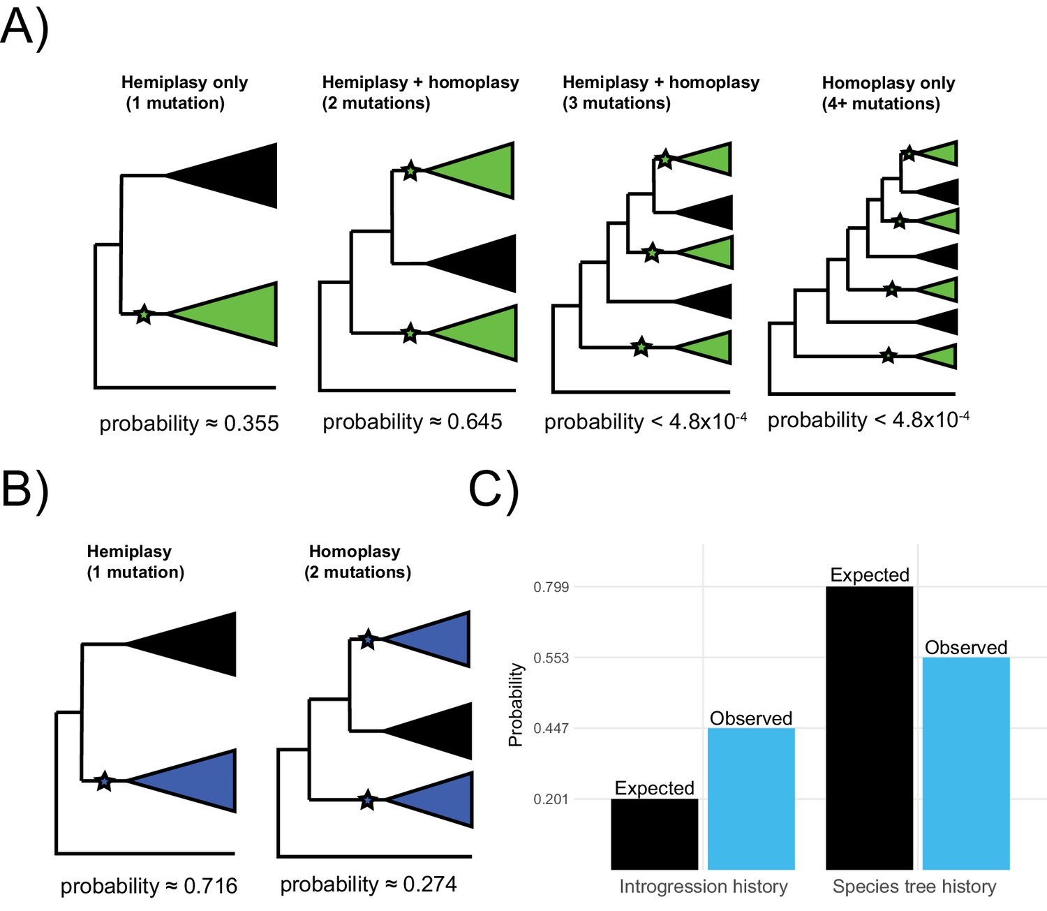 Determining the probability of hemiplasy in the presence of