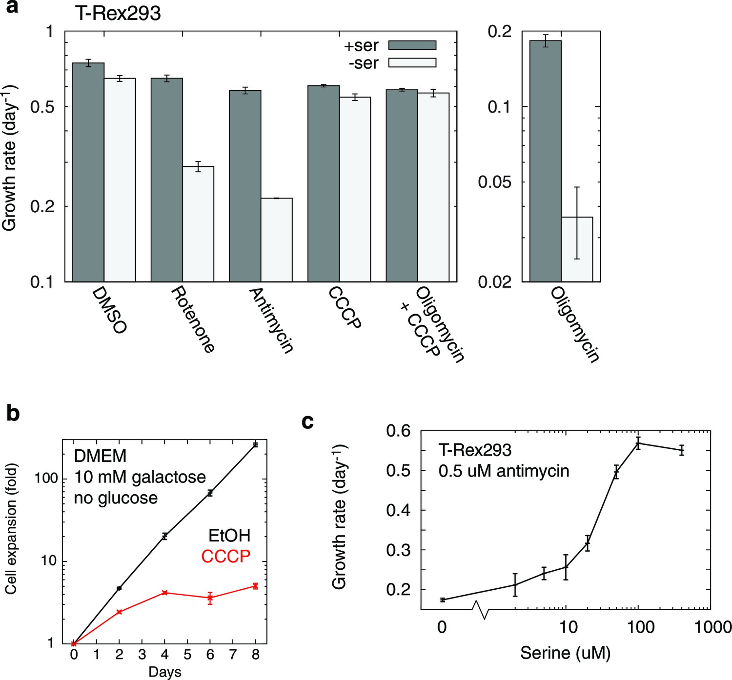 Mitochondrial Dysfunction Remodels One Carbon Metabolism In Human Additional Data On Rc Inhibition Induced Serine Dependency In T Rex 293 Cells